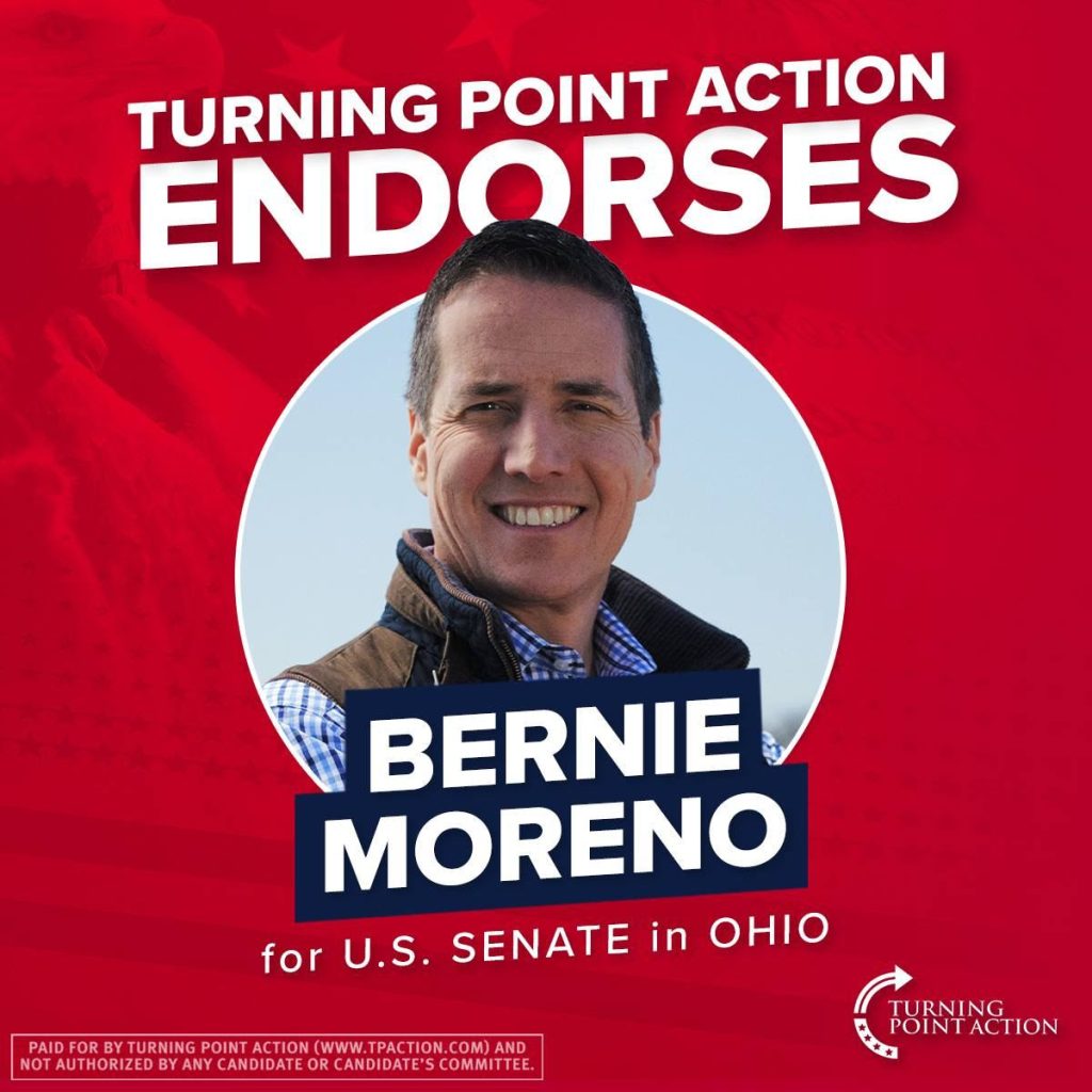 Flyer on the official Bernie Moreno for U.S. Senate website, BernieMoreno.com that states, 