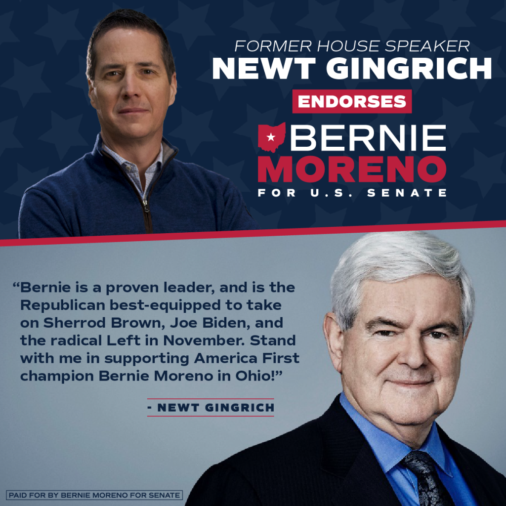 Flyer on the official Bernie Moreno for U.S. Senate website, BernieMoreno.com that states, 